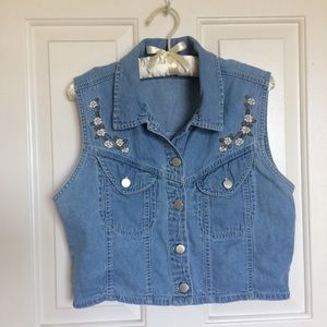 Vintage Denim Daisy flower vest 🌻